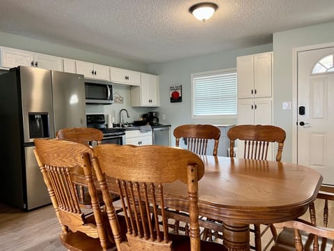 6 person farm house table in kitchen