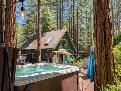 Imagine sitting in the hot tub and relaxing to - the peaceful sounds of nature.