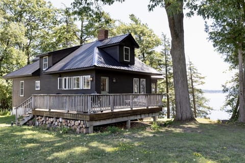 front porch and lake behind