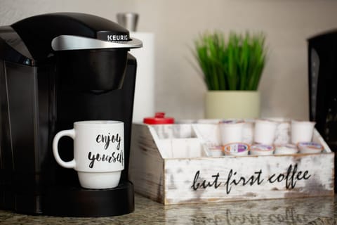 Coffee maker. We provide pods, and we also have a drip coffee maker and french press.