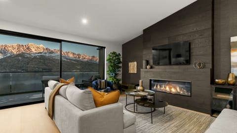 Cosy sitting area with gas fireplace