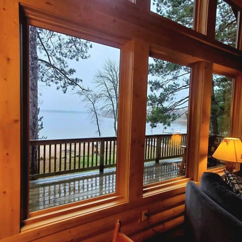 Quiet, peaceful, serene. 