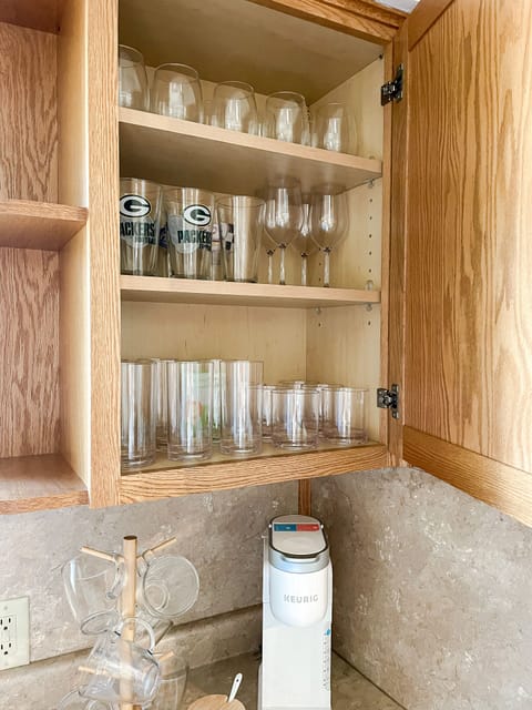 Fully stocked kitchen. We have both a Keurig and a regular coffee pot.