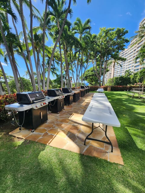 Well kept BBQ stations for afternoon grilling
