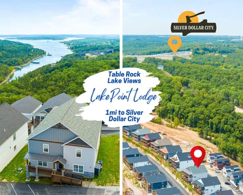 LAKEPOINT LODGE is a 9-bedroom retreat with stunning Table Rock Lake views, just 1 mile from Silver Dollar City.