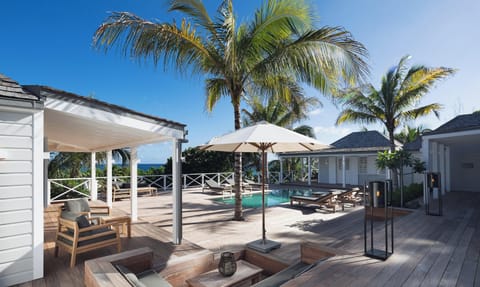 Nice pool (8 m x 4 m), expansive terrace with loungers and deck chairs. 