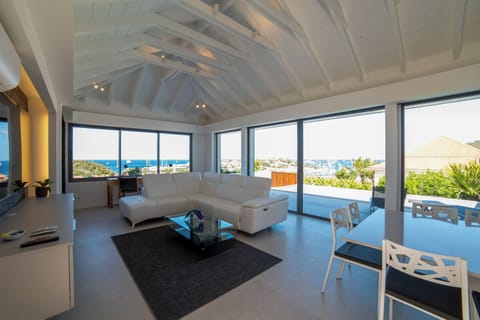 Air conditioning, HD-TV, Dish Network. The living room opens onto the terrace. 