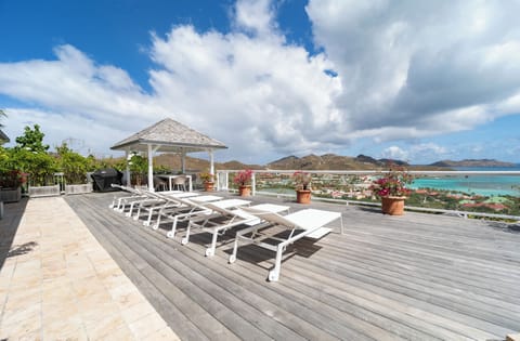 Beautiful pool facing the view, expansive terrace with sun loungers. Gas barbecue.