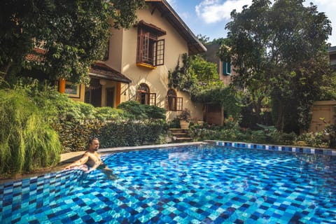 A view of the pool and the main house