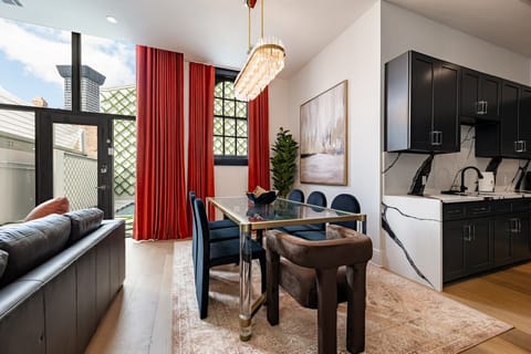 Dining at table for eight