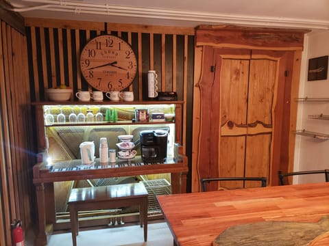 Vintage piano coffee bar. Coffee, tea and hot chocolate provided