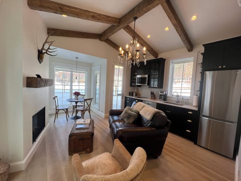 Open concept living room/dining/kitchen.