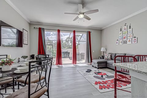 Step into the magic. Enjoy a fun-filled stay in our Mickey Mouse themed living room, perfect for Disney lovers of all ages.