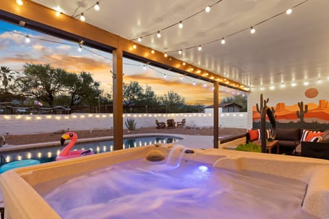 Relax in the hot tub after a day of cycling, hiking, or simply unwinding.