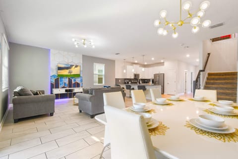 Spacious open-concept home with stylish decor and modern kitchen!