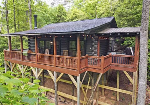 A view of the secluded hot tub area. 