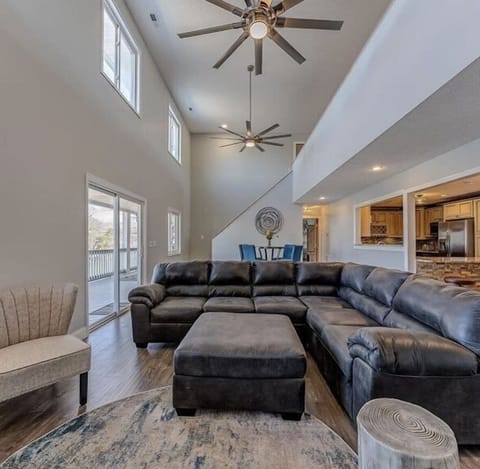 Main level family room with lake views