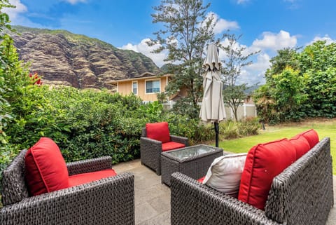 Outdoor lounge perfect for enjoying the tropical mountain views.
