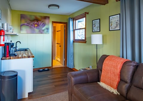 Kitchenette on lower level. Photo by David Johnston. Prints by Rosalie Haizlett.