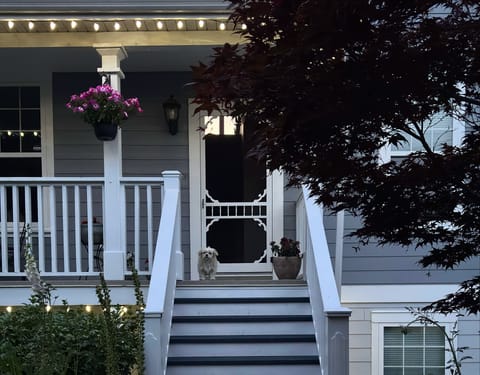 The front of the house and door to where we live.