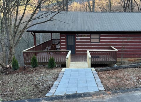 New, walkway and steps to the cabin deck. (winter)