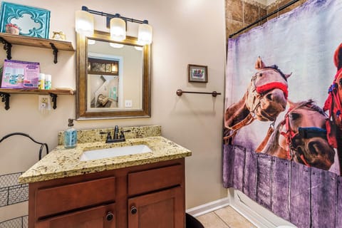 First floor bathroom with tub/shower combo