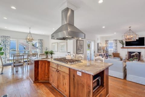 Kitchen with large island that seats four