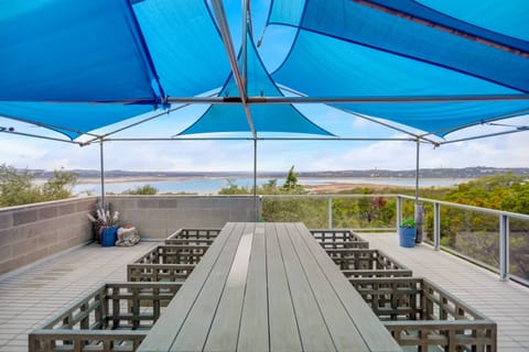 Huge rooftop patio with views of Lake Travis