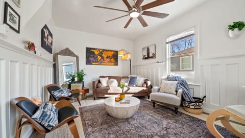 High Ceiling Living Room, With Sofa, Various Seating Options, Good Lighting