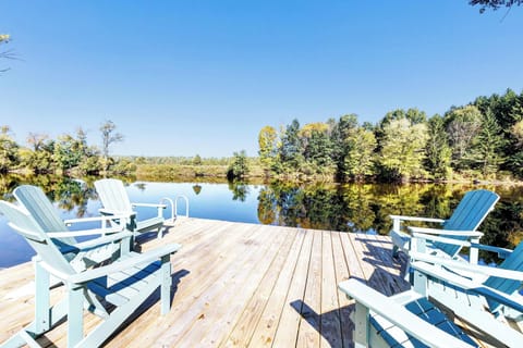 Floating deck overlooking the Oconto River.
