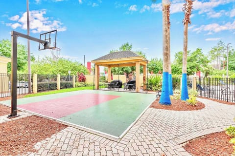 Shoot Some Hoops On The Outdoor Basketball Court Surrounded By Palms