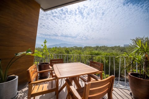 View of mountains and jungle from the large outdoor terrace