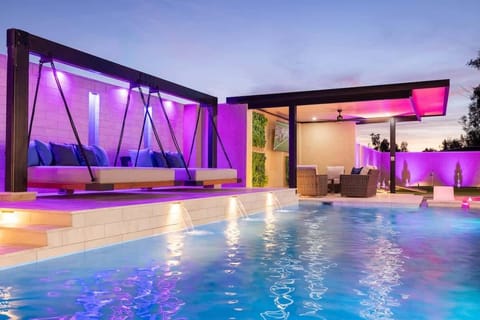 2 Suspended Day Beds; Gazebo; TV; Gas Grill; Lounge Chairs; Gas Firepit; Misters; Ceiling Fans