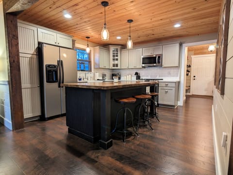 Updated kitchen with large island 
