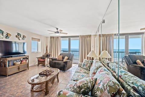 The ocean front living room is fabulous for movie night with the family.