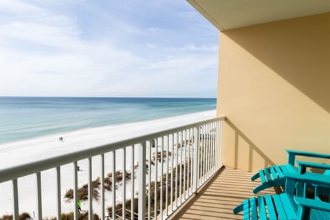 Perfect 5th floor view from our balcony & only steps to the beach!