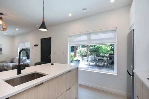 Kitchen view to patio.