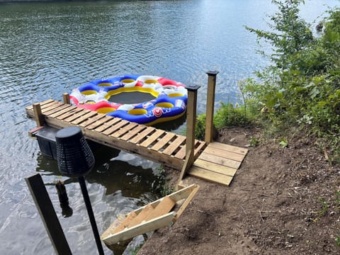 Swim dock with deep water. Ten-man float.