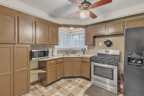 Indoors, Kitchen, Microwave, Oven, Ceiling Fan