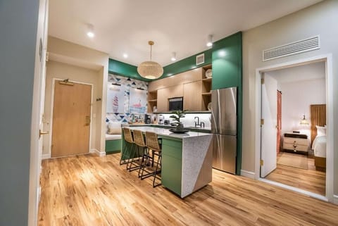 Cook and connect in this sleek, fully equipped kitchen.