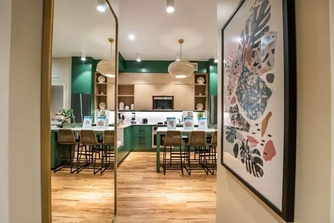 Admire designer finishes while you sip coffee and unwind.