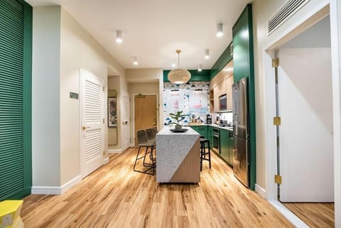 Gather for easy breakfasts around the stylish island seating.