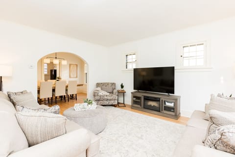 Living room with 65” smart TV and electric fireplace….All new furniture