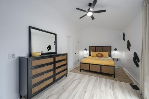 The spacious master includes a queen size bed!