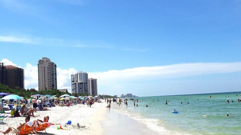Vanderbilt beach 5-8 min bike ride.