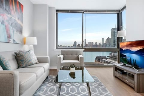Jersey City 2 Bedroom River View Living Room