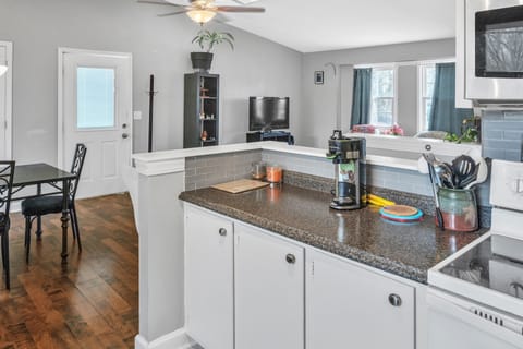 Indoors, Floor, Flooring, Kitchen, Chair