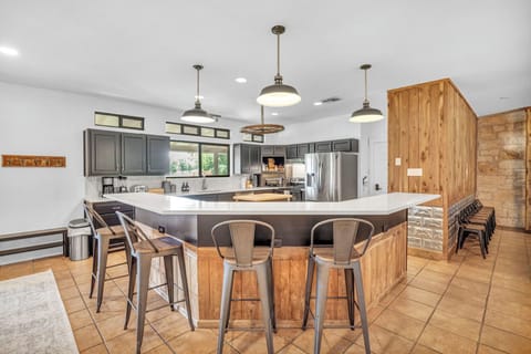 Kitchen island with more seating.