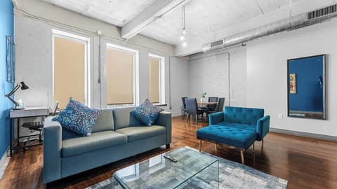 Bright, airy space with modern decor, perfect for relaxation and gatherings!