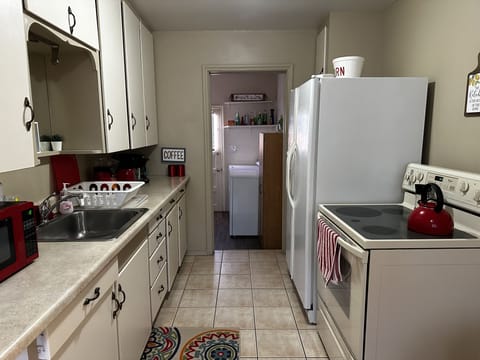 Fully stocked kitchen.